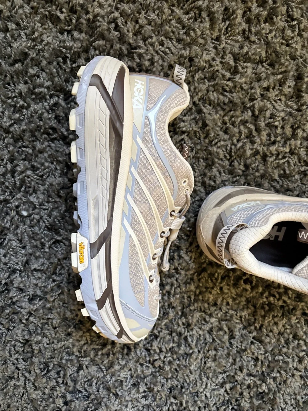 Hoka Mafate Three2 Women’s Trail Sneakers — Putty Foggy Gray